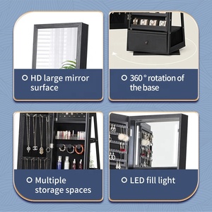Moderno Gabinete de Joyería de Madera <span class=keywords><strong>con</strong></span> Luces LED, Estantes Giratorios y Iluminación <span class=keywords><strong>para</strong></span> <span class=keywords><strong>Sala</strong></span> de Estar - Product Image 2