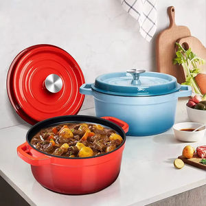Fabricants d'ustensiles de cuisine de haute qualité Nouveau style Casserole <span class=keywords><strong>en</strong></span> émail 18cm Pot antiadhésif rond <span class=keywords><strong>en</strong></span> <span class=keywords><strong>fonte</strong></span> Four hollandais pour four grille-pain - Product Image 1