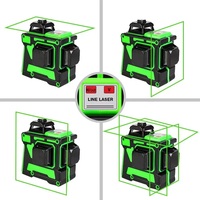 Niveau laser rotatif 3D 12 lignes 360° auto-nivelant, faisceau laser vert avec trépied