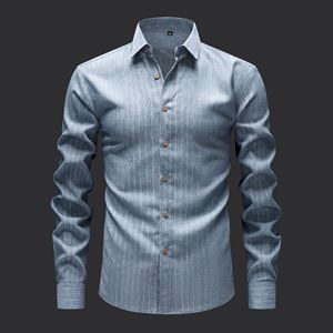 Camisa <span class=keywords><strong>de</strong></span> Vestir <span class=keywords><strong>de</strong></span> <span class=keywords><strong>Manga</strong></span> <span class=keywords><strong>Larga</strong></span> para Hombre, Estilo Vintage a Rayas, <span class=keywords><strong>de</strong></span> Alta Calidad, Informal, para Uso Diario - Product Image 5