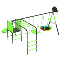 Ensemble de balançoires d'extérieur Sundow pour enfants avec balançoire à plateau, structure de jeu en métal avec toboggan et barres de grimpeur