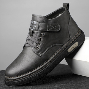 Martin <b>Boot</b> Men Ankle Round Toe Leather Plush Lining Rubber Outsole Insulative Winter Fashion Style - Product Image 1