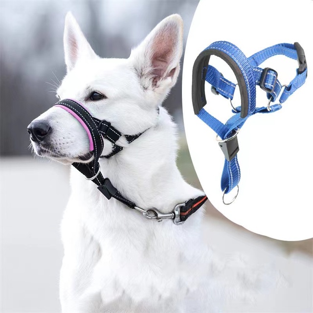Dog Head Collar No Pull Adjustable Barkless Tactical Dog Collar with Padded Collar Comfy Anti-Bite Grid Anti-Eat Muzzles Prevent