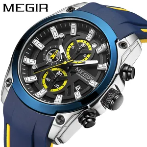 MEGIR 2144 Fashion Silicone Waterproof Sports Watches Chronograph Casual Electronic Watch For Men Quartz Clock Custom LOGO