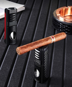 Nouveau Briquet à Gaz Portable à Trois Flammes à Allumage Direct, Spécial Cigares, Durable, Quatre-en-un, Idéal pour Cadeaux - Product Image 6