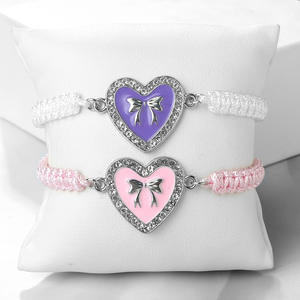 Elegante pulsera <span class=keywords><strong>de</strong></span> lazo tejida hecha a mano, pulsera colgante <span class=keywords><strong>de</strong></span> corazón <span class=keywords><strong>de</strong></span> cuerda, joyería <span class=keywords><strong>de</strong></span> moda <span class=keywords><strong>de</strong></span> circón, regalo <span class=keywords><strong>de</strong></span> <span class=keywords><strong>amistad</strong></span> para mujer - Product Image 5