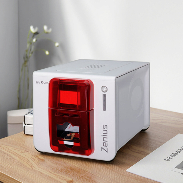 Evolis Zenius PVC Business ID Card Printer 300dpi Edge-to-Edge Thermal Printing Color Barcode Usage Affordable
