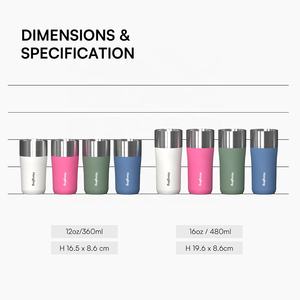 중국 도매 홍 링 하이 퀄리티 12/16 OZ 이중 벽 스테인레스 스틸 커피 텀블러 사용자 정의 텀블러 개인 텀블러 - Product Image 6