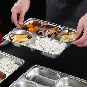 Yurtrain - Juego de Platos para Almuerzo Estilo Coreano de Acero Inoxidable 316 Pulido, Duradero, de Grado Alimenticio, con 4/5/6 Compartimentos, y Caja para Comida Rápida para la Escuela - Product Image 6