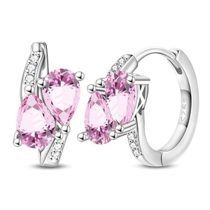 Orecchini rosa alla moda con fiori di moda da donna regalo all'ingrosso gioielli di alta qualità - Product Image 1