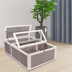 SHUNDA SD1246 <span class=keywords><strong>Habitat</strong></span> pour tortue en bois durable et spacieux, petit enclos pour tortue, intérieur/extérieur, pour reptiles - Gris - Product Image 6