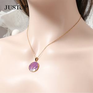 จี้เหรียญเคลือบทอง 18K สแตนเลส สไตล์เทรนดี้ ลายหยดน้ำมัน สำหรับเครื่องประดับสร้อยคอผู้หญิง ขายส่ง - Product Image 5