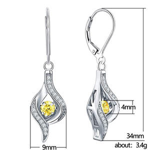 Boucles d'oreilles pendantes en zircon plaqué argent pour femmes, forme goutte d'eau romantique, bijoux fantaisie en alliage pour soirée - Product Image 6