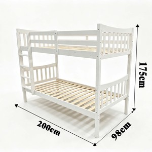 Lit superposé moderne en bois, taille double, blanc, convertible, pour chambre d'enfant - Product Image 2