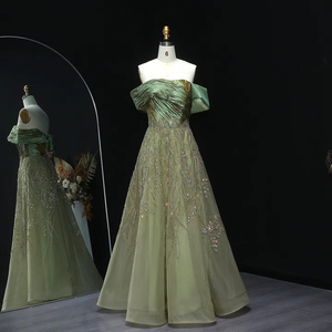 green emerald velvet dress Luxury Couture Beaded Black Formal Dress - Size 12 main image 1
