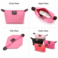 Pochette de maquillage portable avec logo personnalisé, sac cosmétique pliable en forme de dumpling, sac de toilette léger pour femmes