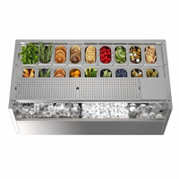 Unit Bar Bawah Meja Kapasitas Es Besar 175L Bahan Stainless Steel 304 316, Stasiun Koktail Modular, Meja Bar Garnish