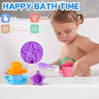 Jouets de plage et de sable pour enfants, 5 pièces, seau de plage pliable écologique, kit de jouets de sable, jouet de bain pour enfants
