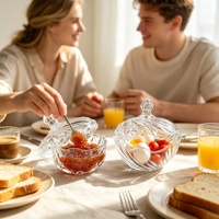 Récipient à bonbons moderne en verre avec couvercle, transparent, découpé à la presse, compatible lave-vaisselle, non toxique, pot de rangement alimentaire pour garde-manger, pour collations, bijoux et petits objets