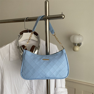 Sleek and stylish herringbone chain bag for women summer new arrival PU <b>synthetic</b> <b>leather</b> underarm bag with metallic accents - Product Image 2