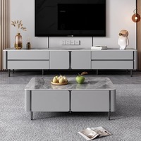 Ensemble de meubles flottants de luxe moderne en bois et marbre pour salon et chambre : Meuble TV et table basse – Dernière conception