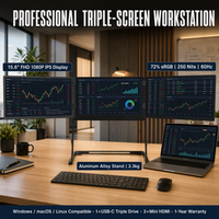 Moniteur portable triple écran AHXJKA 15,6 pouces 1920x1080 IPS pour graphiques boursiers, ordinateur portable USB-C Win Mac