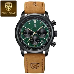 POEDAGAR 921 <span class=keywords><strong>Montre</strong></span> à quartz de luxe pour <span class=keywords><strong>homme</strong></span>, <span class=keywords><strong>bracelet</strong></span> en <span class=keywords><strong>cuir</strong></span> de haute qualité, étanche, lumineux, style décontracté, montres pour hommes - Product Image 1