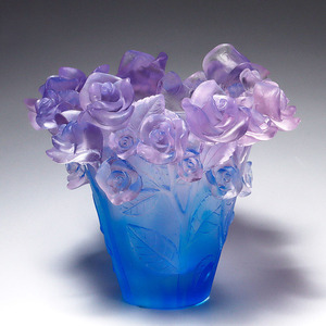 Glass art rose vase home decoration craft living room practical <b>gift</b> handmade ornament - Product Image 5