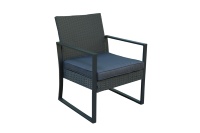 Joyeleisure Ensemble de 3 chaises en rotin et table basse en acier moderne pour balcon extérieur, cour et parc