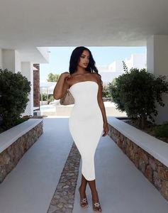 Vestito per le signore all'ingrosso off <span class=keywords><strong>spalle</strong></span> solido stretto vestito dritto <span class=keywords><strong>in</strong></span> <span class=keywords><strong>maglia</strong></span> aderente lungo <span class=keywords><strong>abito</strong></span> elegante - Product Image 3