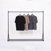 Kaos Henley Lengan Pendek Batik Vintage Kasual Bahan Waffle Tebal 325g Grosir