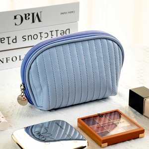 New Simple Style Shell Shaped Pu Leather Portable Travel Toiletries <b>Storage</b> Make up Organizer Cosmetic Case Makeup Bag - Product Image 1