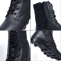 Bottes tactiques Panama mi-mollet en cuir et tissu, semelle en caoutchouc, pour hommes, randonnée en plein air, désert, travail, entraînement
