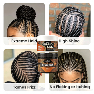 Cire capillaire hydratante à tenue extra forte, sans résidus, gel coiffant pour tresses et locks, idéal pour cheveux africains 4C, kit de gel de tressage marque privée - Product Image 5