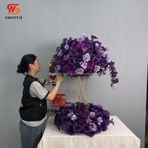 Fleurs artificielles au toucher réel lisse boule pièce maîtresse fleurs couronne fleurs violettes artificielles pour la décoration d'événements - Product Image 3