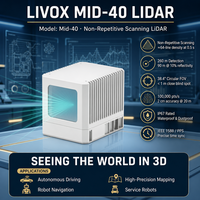 Livox Mid-40 3D LiDAR 100000 PPS Pemindaian Non-Repetitif 260m IP67 905nm ROS SDK PTP Sync Daya Rendah 10W untuk Navigasi Robot