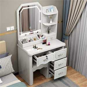 Muebles de Dormitorio Estilo Nórdico para Niña, Moderno Gabinete de Almacenamiento, <span class=keywords><strong>Tocador</strong></span> con Espejo y 4 Cajones Altos Blancos - Product Image 5