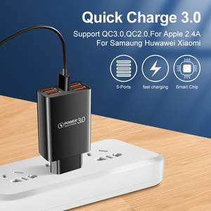 Chargeur pas cher QC3.0 5.1A 5 ports USB pour téléphone, chargeur rapide 5 ports pour iPhone 7 Samsung A6 A11 Appareils électroniques - Product Image 3