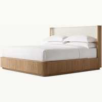 Lit Luxe Moderne en Chêne Blanc Design Unique Mobilier de Chambre Intérieur Confortable en Bois Massif