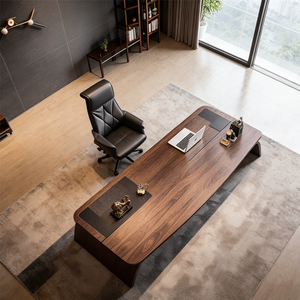 <span class=keywords><strong>Scrivania</strong></span> Direzionale in Legno Massello, Lussuosa <span class=keywords><strong>Scrivania</strong></span> Moderna per CEO e Dirigenti con Tappetino in Pelle, Arredamento per Ufficio - Product Image 4