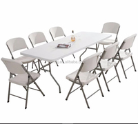 Table de salle à manger intérieure et extérieure, pliante, en plastique, longue, portable, pour banquet