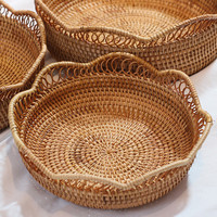 Panier en rotin tressé de petite taille, multi-usage, couleur naturelle, de haute qualité QJMAX