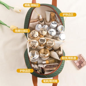 Bolsa de Cosméticos de Gran Capacidad, Bolsa de Almacenamiento de Maquillaje Portátil de Viaje con Asa Suave, Diseño de Letras, Material de PVC - Product Image 3