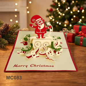 ANN HANDICRAFT MC083 Tarjetas de Felicitación de Papel 3D Cortadas con Láser Personalizadas, Invitación de Santa Claus Cantando para el Día de Navidad, Hecho en Vietnam - Product Image 3