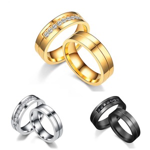 Hot Selling Anti Fade Stainless Steel Zircon Gold Plated <strong>Plus</strong> <strong>Size</strong> Couple <strong>Ring</strong> Birthday Party Wedding <strong>Ring</strong> for Men and Women - Product Image 2