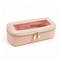 Trousse de Maquillage Portable en PU avec Fenêtre Transparente et Motif Bonbons, Pochette de Rangement pour Outils d'Esthétique et de Manucure, Kit d'Outils de Beauté