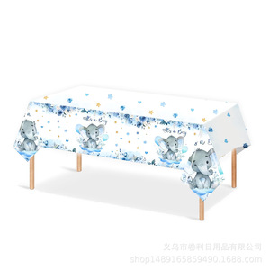 Teddy Bear Baby Shower Party Decorations <b>Tablecloth</b> Plastic <b>Rectangle</b> Blue Watercolor Design Birthday Venue Props - Product Image 5