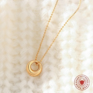 Collar Unisex de Acero Inoxidable Chapado en Oro de 18K con Cadena de Eslabones y Colgante de Anillo Ovalado Romántico con Círculo Hueco - para Aniversario - Product Image 5