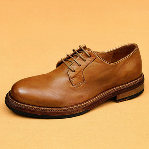 Chaussures Derby décontractées personnalisées pour affaires chaussures formelles en cuir véritable de qualité supérieure chaussures en cuir Goodyear fabriquées à la main rétro en cuir de cheval - Product Image 4