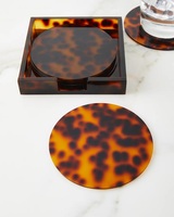 Ensemble de 6 sous-verres élégants en lucite imitation écaille de tortue dans un support – Sets de table en acrylique imitation écaille de tortue – Décoration intérieure et cadeau – Personnalisable